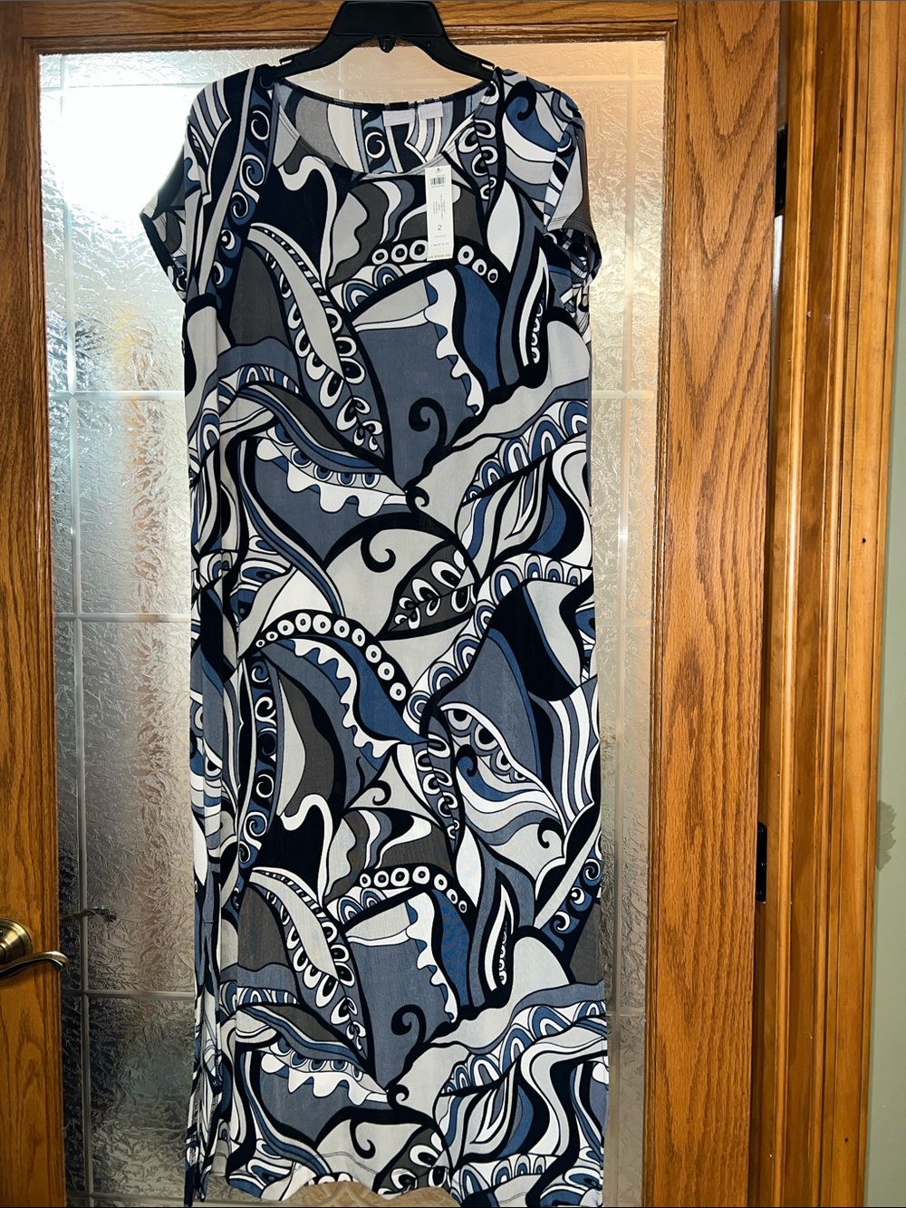 Chico's Navy, Gray & White Abstract Maxi Dress